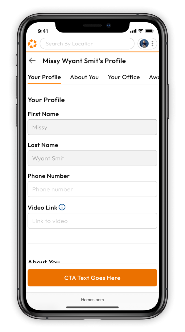 homes.com on a phone