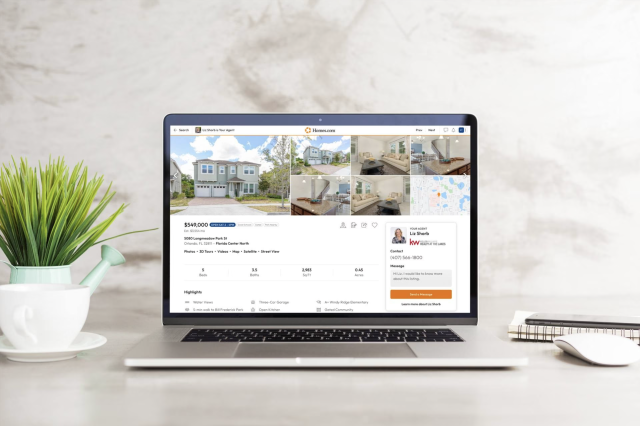 homes.com listing on a laptop